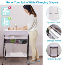 Load image into Gallery viewer, Portable Infant Changing Station Baby Diaper Table with Safety Belt-White
