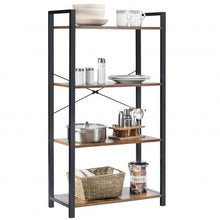 Load image into Gallery viewer, 4-Tier Rustic Bookshelf Industrial Bookcase Diaplay Shelf Storage Rack -Brown
