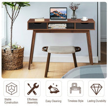 Load image into Gallery viewer, Stylish Computer Desk Workstation with 2 Drawers and Solid Wood Legs-Walnut
