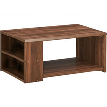 Load image into Gallery viewer, Coffee Table Sofa Side Table with Storage Shelves -Walnut
