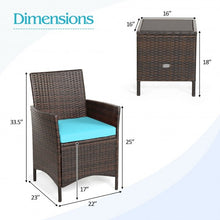 Load image into Gallery viewer, 3Pcs Patio Rattan Furniture Set Cushioned Sofa and Glass Tabletop Deck-Blue
