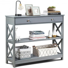 Load image into Gallery viewer, Console Table 3-Tier with Drawer and Storage Shelves-Gray
