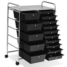 Load image into Gallery viewer, 15-Drawer Utility Rolling Organizer Cart Multi-Use Storage-Black
