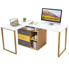 Load image into Gallery viewer, 87&quot; 2 Person Adjustable L-Shaped Computer Desk
