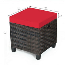 Load image into Gallery viewer, 2Pcs Patio Rattan Ottoman Cushioned Seat-Red

