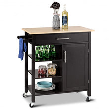 Load image into Gallery viewer, 4-Tier Rolling Wood Kitchen Trolley Island Storage Cabinet
