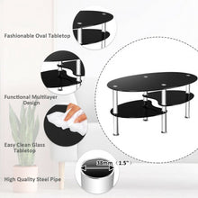 Load image into Gallery viewer, Tempered Glass Oval Side Coffee Table-Black

