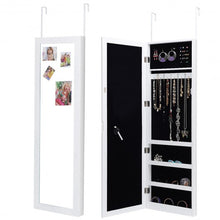 Load image into Gallery viewer, Wall Door Mounted Magnetic Mirrored Jewelry Cabinet-White
