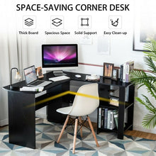 Load image into Gallery viewer, Modern L-Shaped Computer Desk with Shelves-Black
