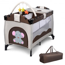 Load image into Gallery viewer, Baby Crib Playpen Playard Pack Travel Infant Bassinet Bed Foldable 4 color-COFFEE
