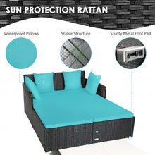 Load image into Gallery viewer, Outdoor Patio Rattan Daybed Thick Pillows Cushioned Sofa Furniture-Turquoise
