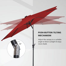 Load image into Gallery viewer, 10FT Patio Solar Umbrella LED Patio Market Steel Tilt W/ Crank Outdoor New-Burgundy
