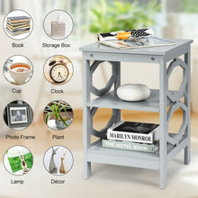 Load image into Gallery viewer, 3-tier Nightstand Sofa Side End Accent Table-Gray
