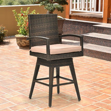 Load image into Gallery viewer, Outdoor Wicker Swivel Bar Stool Chair w/ Seat Cushion
