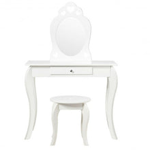 Load image into Gallery viewer, Kids Princess Makeup Dressing Play Table Set with Mirror -White
