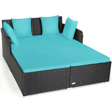 Load image into Gallery viewer, Outdoor Patio Rattan Daybed Thick Pillows Cushioned Sofa Furniture-Turquoise
