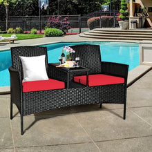 Load image into Gallery viewer, Patio Rattan Conversation Set Seat Sofa-Red
