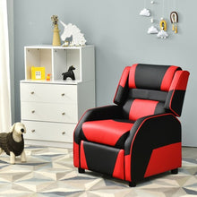 Load image into Gallery viewer, Kids Youth PU Leather Gaming Sofa Recliner with Headrest and Footrest-Red
