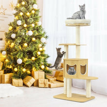 Load image into Gallery viewer, 4 Levels Modern Wood Cat Tower with Washable Mats-Walnut
