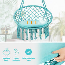 Load image into Gallery viewer, Macrame Cushioned Hanging Swing Hammock Chair-Turquoise
