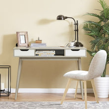 Load image into Gallery viewer, Stylish Computer Desk Workstation with 2 Drawers and Solid Wood Legs-Oak
