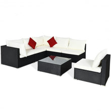 Load image into Gallery viewer, 7-Piece Outdoor Wicker Patio Sofa Set with 2 Pillows and Cushions-Beige
