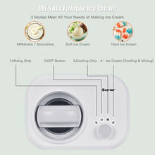 Load image into Gallery viewer, 1.1 QT Ice Cream Maker Automatic Frozen Dessert Machine with Spoon-White
