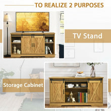 Load image into Gallery viewer, 59&quot; TV Stand with Adjustable Shelf and Sliding Barn Door Cabinet-Golden
