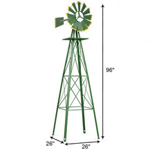Load image into Gallery viewer, 8Ft Tall Windmill Ornamental Wind Wheel-Green
