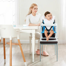 Load image into Gallery viewer, Baby Booster Folding Travel High Chair with Safety Belt &amp; Tray-Blue
