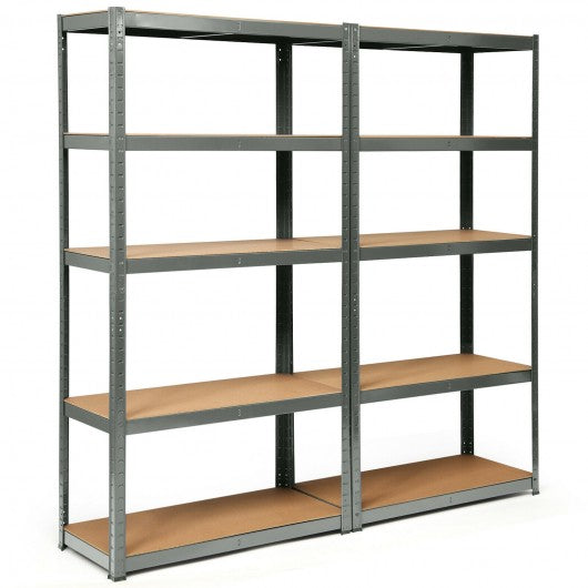 2 Pcs Storage Shelves Garage Shelving Units Tool Utility Shelves-Gray