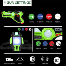 Load image into Gallery viewer, Set of 4 Laser Tag Gun Blasters and Vests
