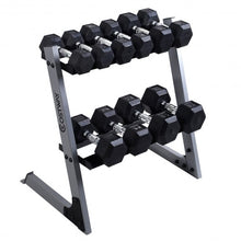 Load image into Gallery viewer, 2 Tier 29&quot; Dumbbell Weight Storage Rack + Multiple Weights Set
