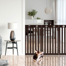Load image into Gallery viewer, 36&quot; Folding Wooden Freestanding Pet Gate Dog Gate with 360° Flexible Hinge-Espresso
