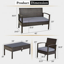 Load image into Gallery viewer, 4 PCS Patio Rattan Cushioned Furniture Set -Brown
