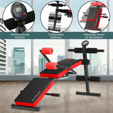 Load image into Gallery viewer, Multi-Functional Foldable Weight Bench Adjustable Sit-up Board with Monitor-Red
