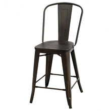 Load image into Gallery viewer, Set of 4 Rustic Metal Wood Bar Chairs with Seat-Gun
