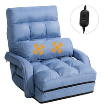 Load image into Gallery viewer, Folding Floor Massage Chair Lazy Sofa with Armrests Pillow-Blue
