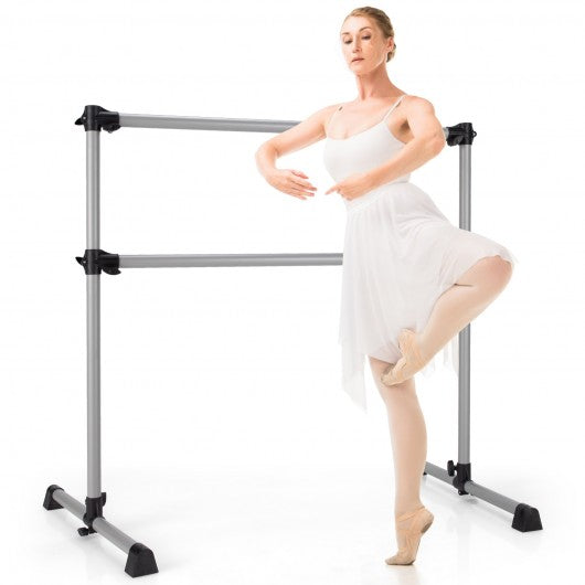 4 Feet Portable Double Freestanding Barre Dancing Stretching-Silver