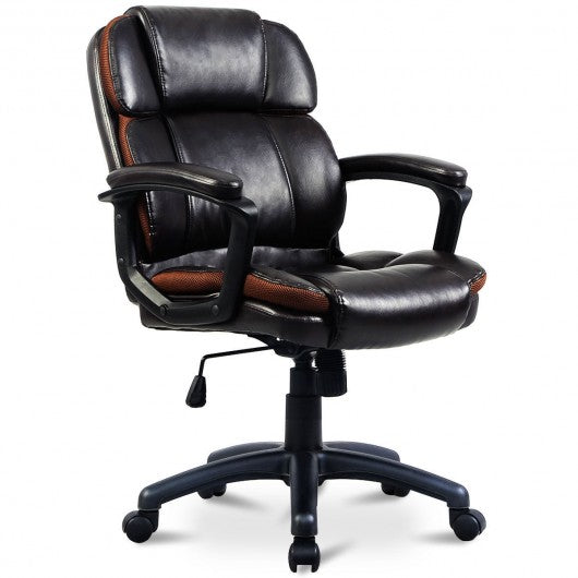 Dark Brown Ergonomic Mid-Back Office Chair