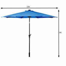 Load image into Gallery viewer, 10 ft Patio Solar Umbrella with Crank and LED Lights-Blue
