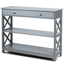 Load image into Gallery viewer, Console Table 3-Tier with Drawer and Storage Shelves-Gray
