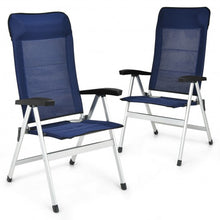 Load image into Gallery viewer, 2Pcs Patio Dining Chair with Adjust Portable Headrest-Blue
