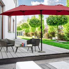 Load image into Gallery viewer, 15&#39; Twin Patio Umbrella Double-Sided Outdoor Market Umbrella without Base -Wine
