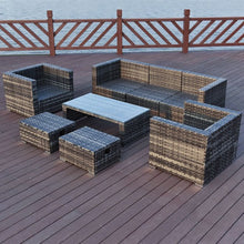 Load image into Gallery viewer, 8 pcs Rattan Wicker Patio Furniture Set with Beige Cushions
