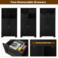 Load image into Gallery viewer, Bathroom Wooden Side Cabinet  with 2 Drawers and 2 Doors-Black
