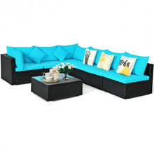 Load image into Gallery viewer, 7-Piece Outdoor Wicker Patio Sofa Set-Turquoise
