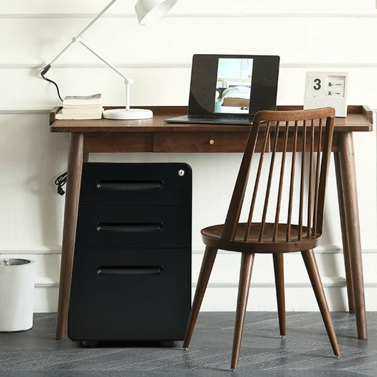 3-Drawer Mobile File Cabinet with Anti-tilt Mechanism Legal-Black