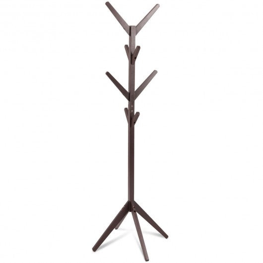 Wood Coat Rack Clothes Holder  Hall Stand