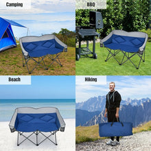 Load image into Gallery viewer, Folding Camping Chair with Bags and Padded Backrest-Blue
